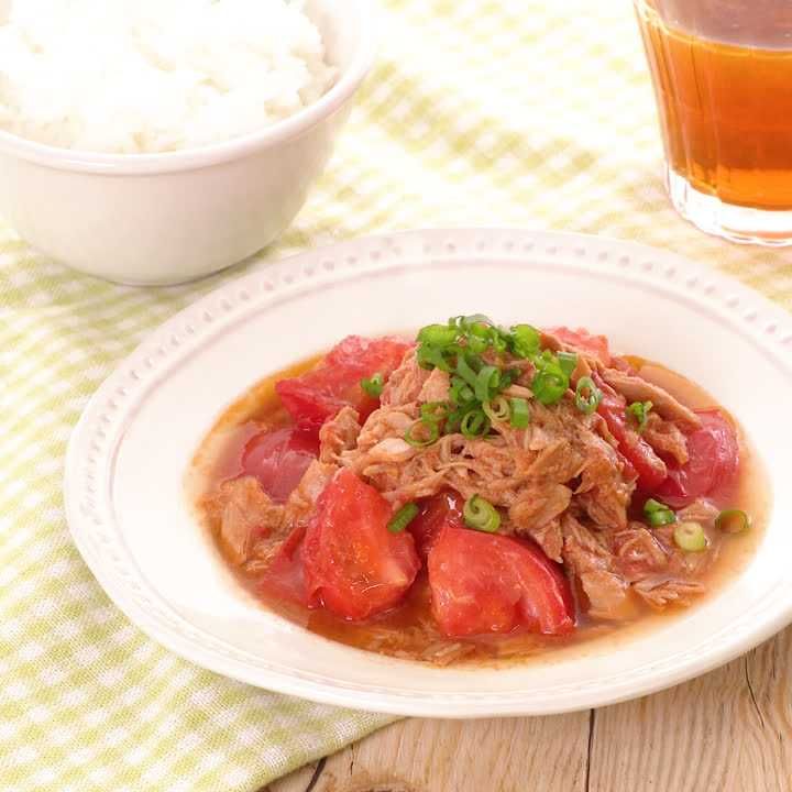 トマトとツナのめんつゆ炒め