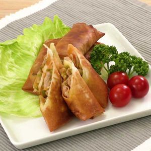 豚こま肉でピザ風焼き春巻き
