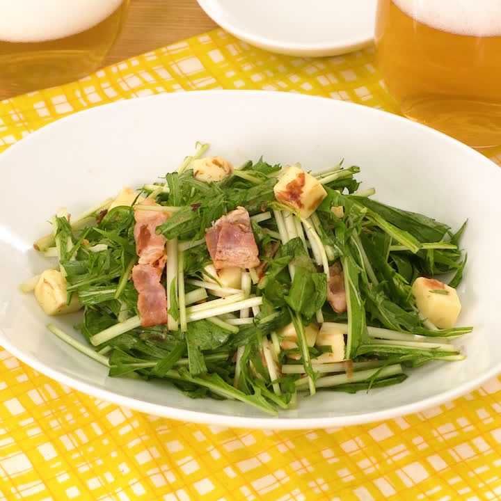 水菜とベーコンのおかか和え