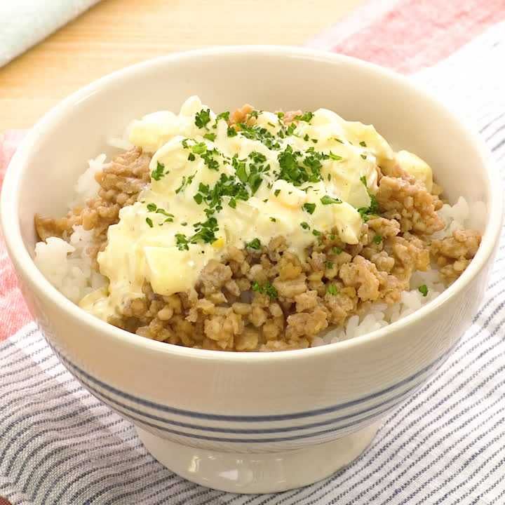鶏ひき肉の南蛮風丼