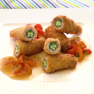 オクラの肉巻きフライ