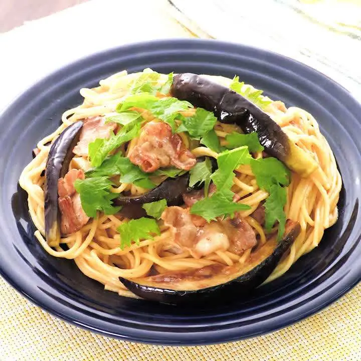 なすと豚肉のバターポン酢パスタ