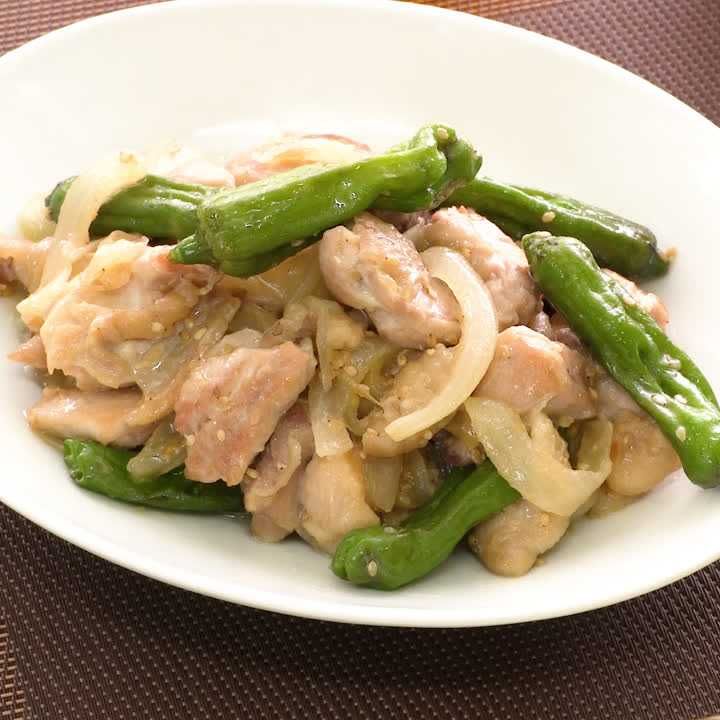 ししとうと鶏肉のごま味噌炒め
