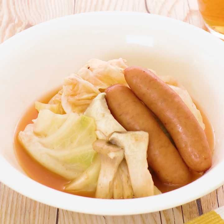 キャベツときのこのケチャップ蒸し