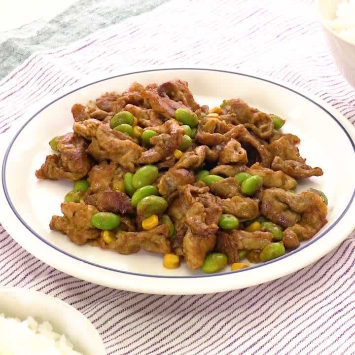 枝豆と豚肉のカレー炒め