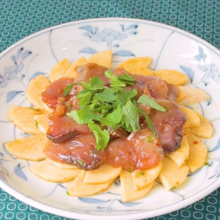 長芋とカツオのピリ辛マリネ