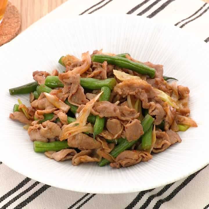 インゲンと豚肉のピリ辛炒め