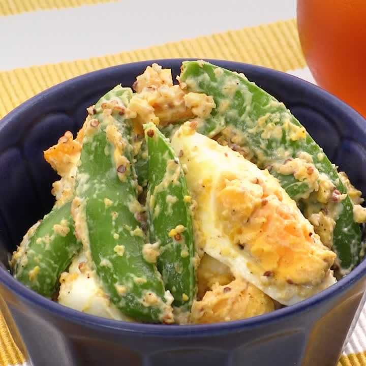 スナップエンドウと卵のマスタードサラダ