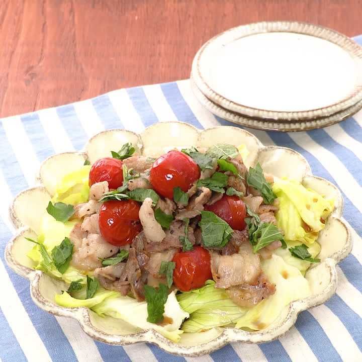 豚バラとトマトの和風たれがけ