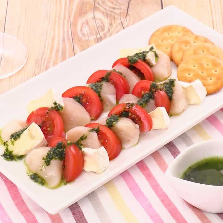 ホタテとトマトのバジルソース