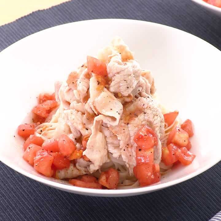 トマトと豚しゃぶのぶっかけうどん