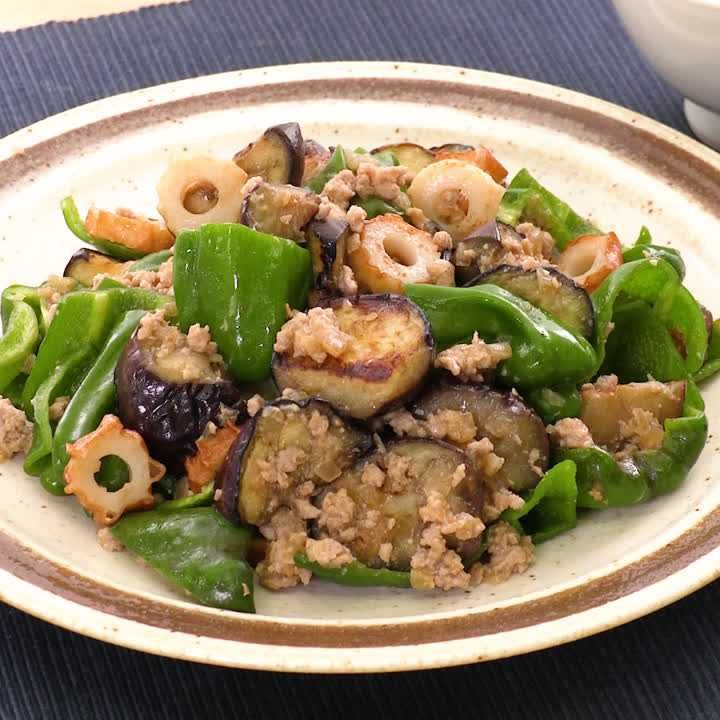ナスとピーマンの肉みそ炒め