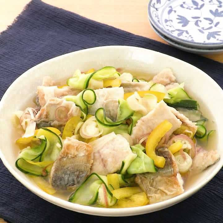 あじと薄切り野菜の南蛮漬け