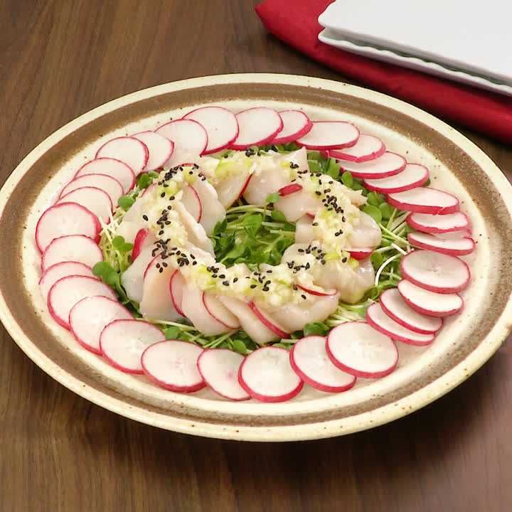 ラディッシュとホタテの和風カルパッチョ