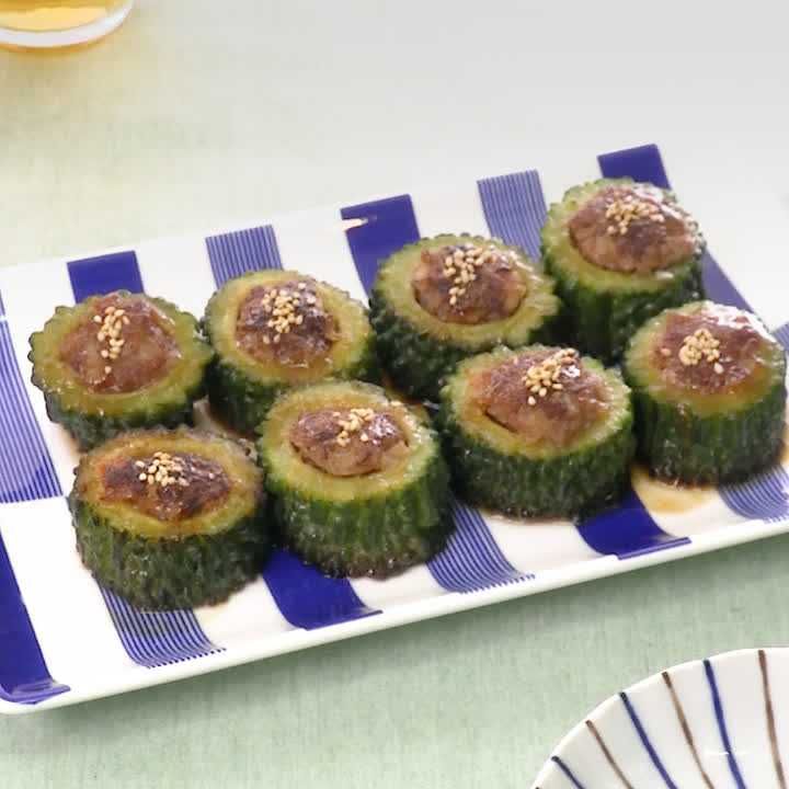 ゴーヤーの肉詰め焼き