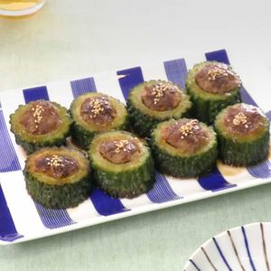 「ゴーヤーの肉詰め焼き」のレシピ動画