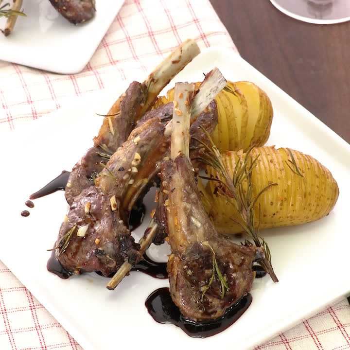 ラム肉とハッセルバックポテトのグリル