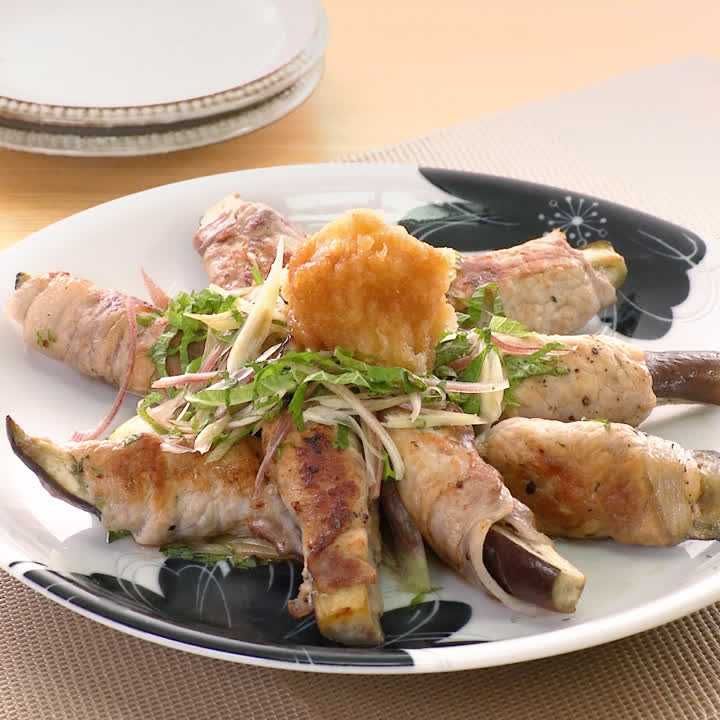 さっぱりおろしなすの豚肉巻き