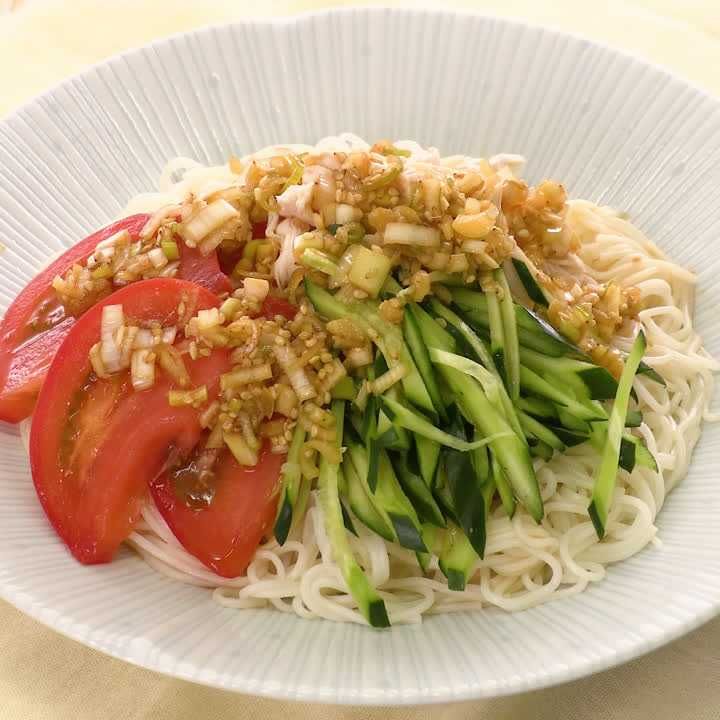 ささみの香味だれそうめん