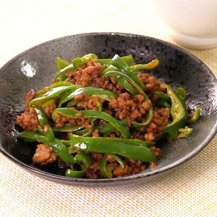 ピーマンのコチュマヨそぼろ炒め