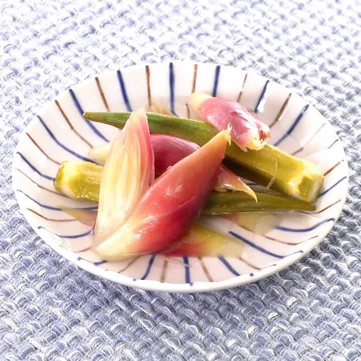 甘酸っぱい オクラとみょうがの甘酢漬けのレシピ動画 作り方 Delish Kitchen