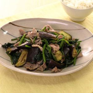 「なすとほうれん草の中華炒め」のレシピ動画