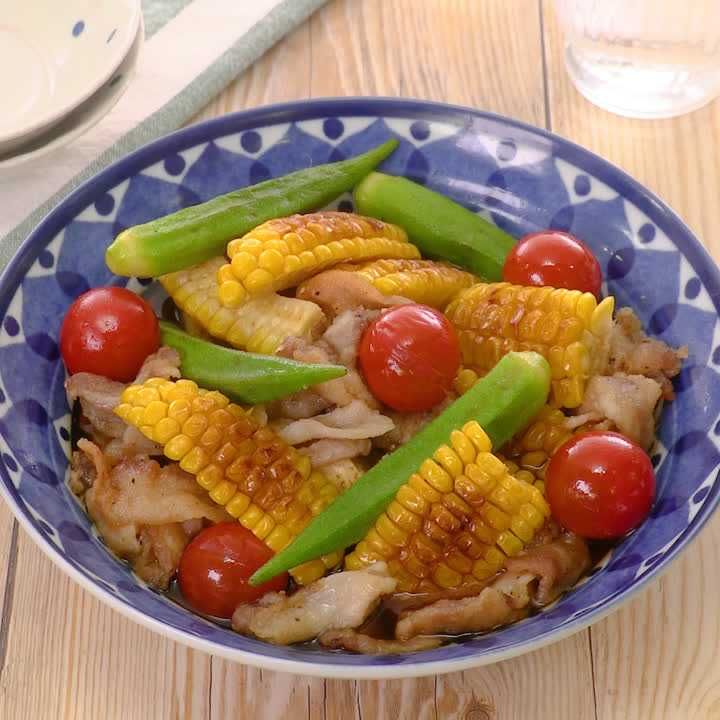 焦がしとうもろこしと豚肉の南蛮漬け