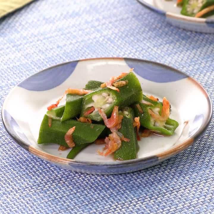 オクラと桜えびのめんつゆわさび和え