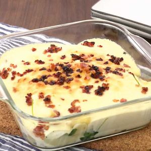 「豆苗の豆腐クリームグラタン」のレシピ動画