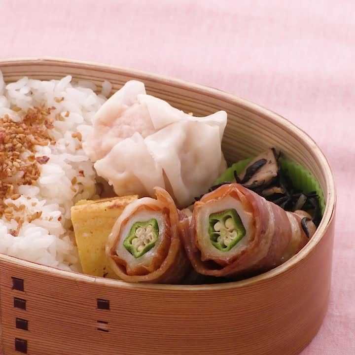 オクラちくわのベーコン巻き