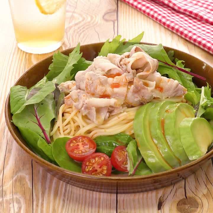 豚しゃぶ冷製豆乳パスタ