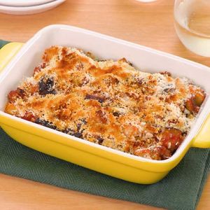 「豚ひき肉となすのトマトソース焼き」のレシピ動画