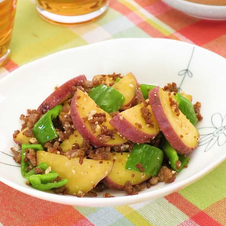 豚ひき肉とさつまいものチーズ炒め