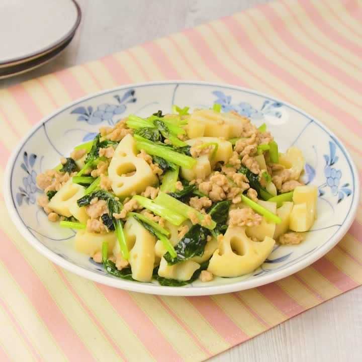 豚ひき肉とれんこんのみそ炒め