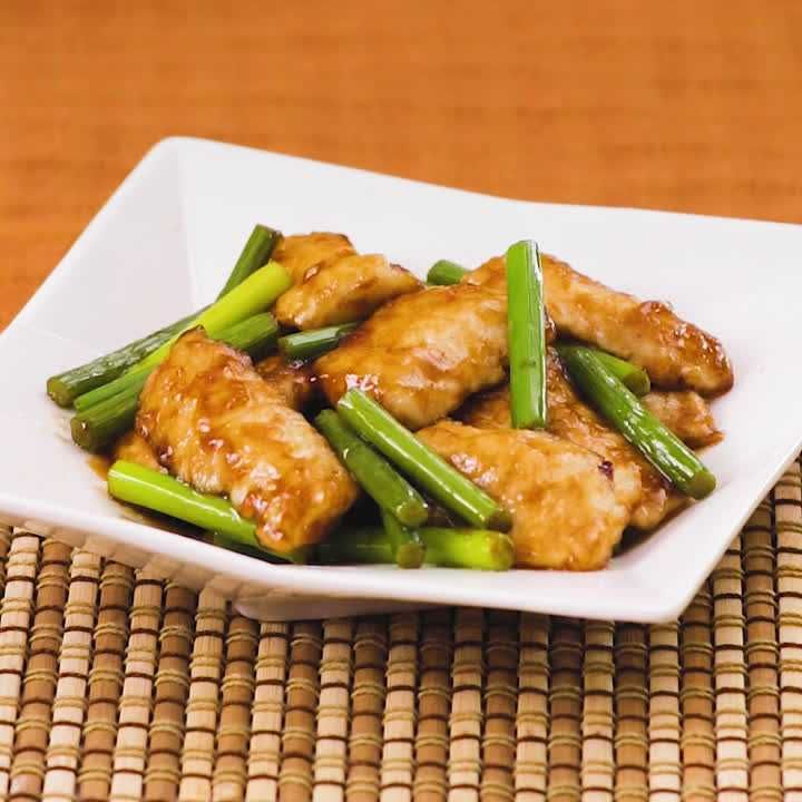 メカジキとニンニクの芽の中華炒め