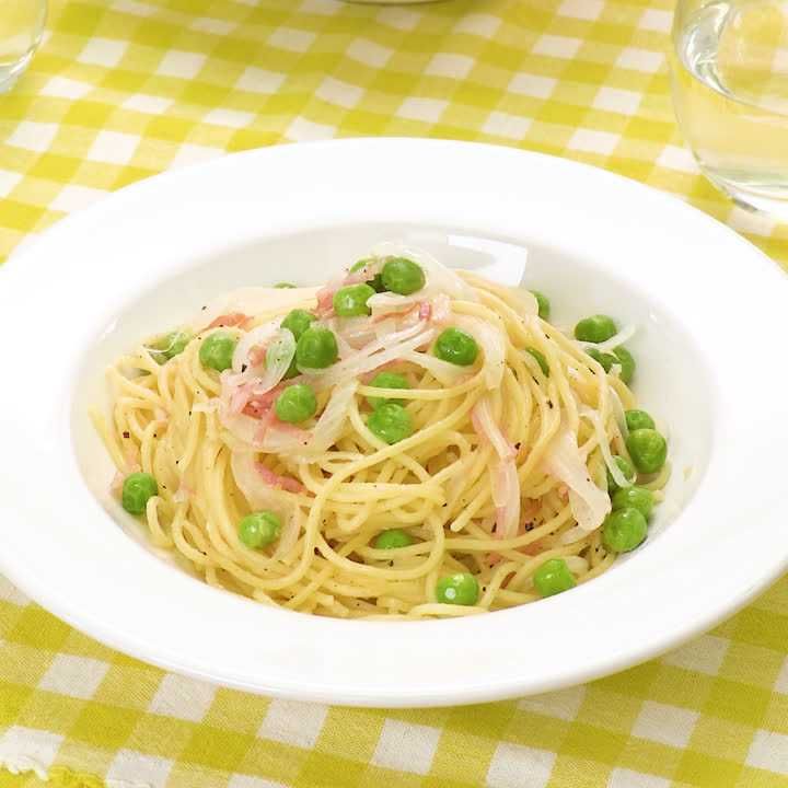 グリーンピースのガーリックパスタ
