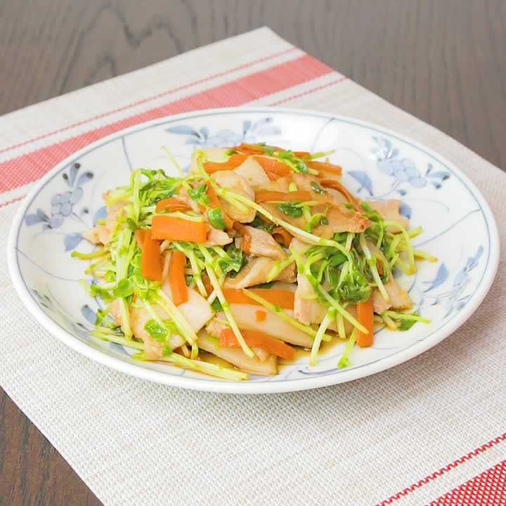 豚バラと豆苗の香味しょうゆ炒め