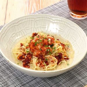 「冷やし豆乳キムチ麺」のレシピ動画
