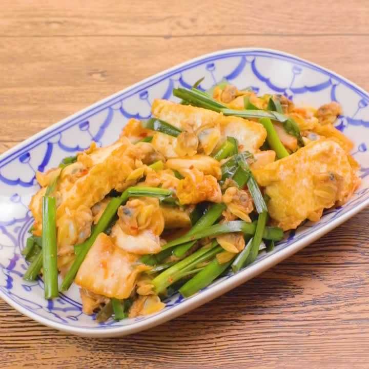 あさりと厚揚げのキムチ炒め