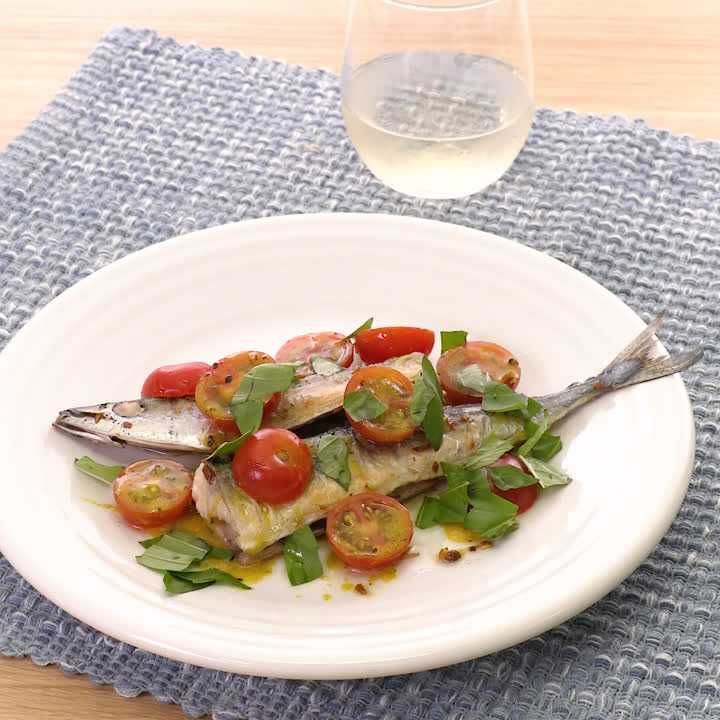サンマソテーのイタリアントマトソース
