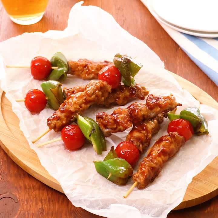 豚こま肉のバーベキュー串焼き