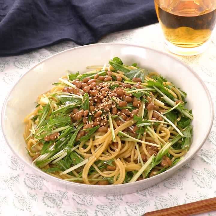 納豆のバター醤油パスタ