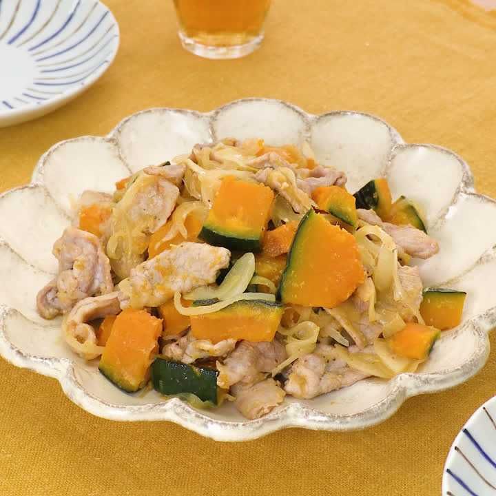 豚こま肉とかぼちゃのみそ炒め