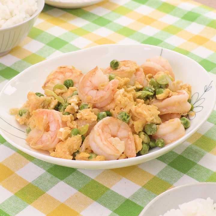 グリーンピースとえびの中華風炒め