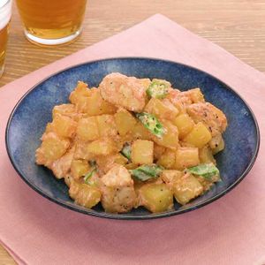 「じゃがいもと鶏の明太マヨ炒め」のレシピ動画
