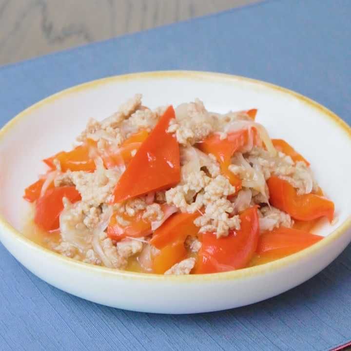 合びき肉とパプリカの炒め煮