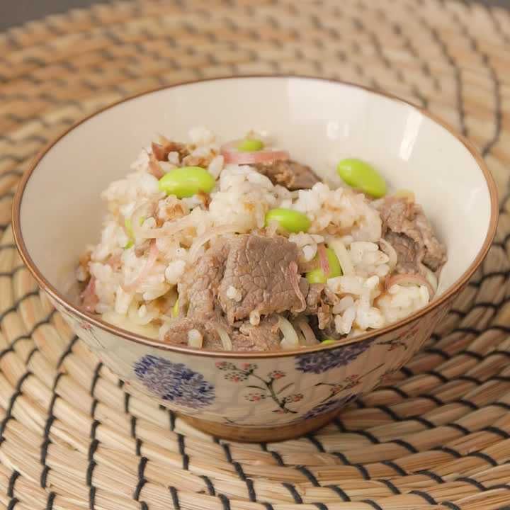 牛肉と枝豆の混ぜごはん