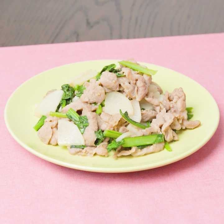 大根と豚肉のごま味噌炒め