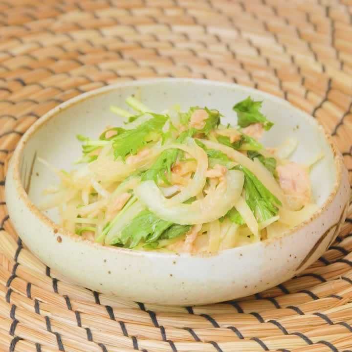 玉ねぎと水菜の梅味噌あえ