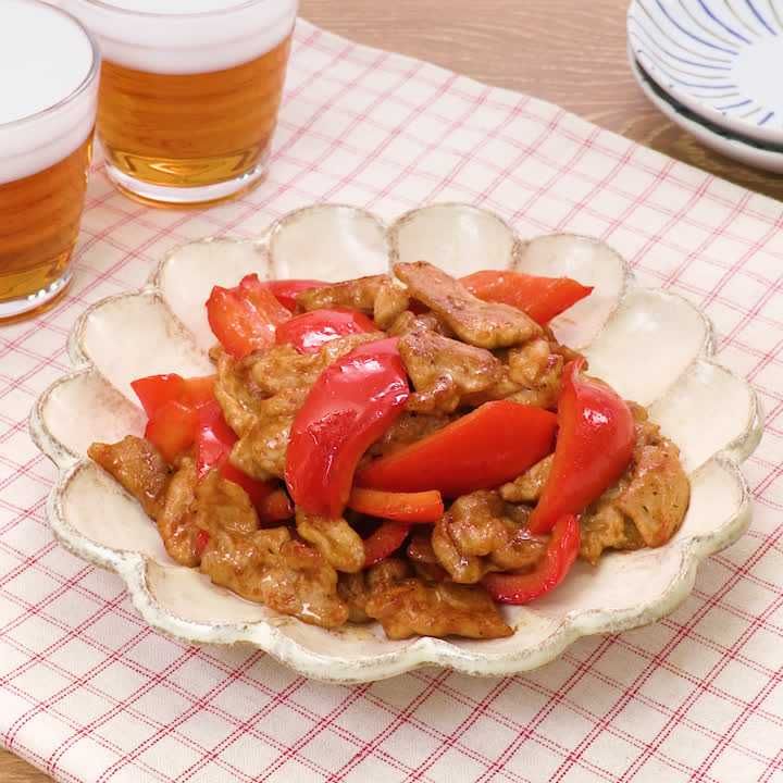 豚肉とパプリカのオイマヨ炒め